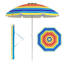 6.5 Feet Beach Umbrella with Carry Bag without Weight Base-Multicolor - ... - $62.77