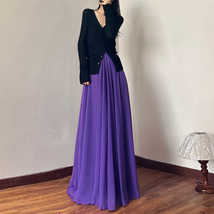Purple Floor Length Chiffon Skirt Summer Women Plus Size Chiffon Maxi Skirts image 4