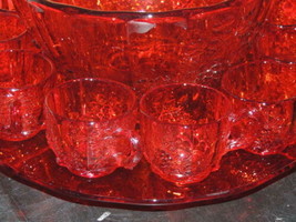 14 pc Paneled Grape Punch Bowl Set amberina red w pontil EAPG US Glass A... - £233.80 GBP