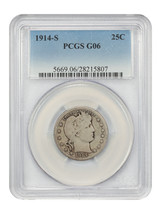 1914-S 25C PCGS G6 - $157.14