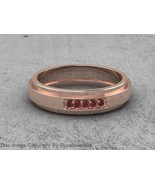 Natural Red Garnet Round Gemstone Sterling Silver Women Band Ring Jewelry - €55,16 EUR