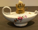 Vintage Miniature Oil Lamp Porcelain Ceramic Roses Japan - $22.49