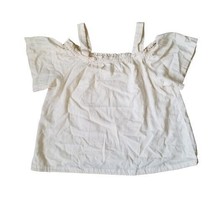 Stitch Star Womans Top Size L Cold Shoulder Linen Rayon Blend Shirt Blouse - £11.80 GBP