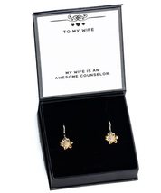 My Wife is an Awesome Counselor. Sunflower Earrings, Wife Jewelry, Cute ... - $48.95