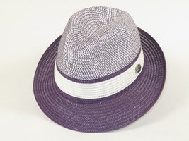 Men's Bently Semi Crushable Fedora Briad Straw Hat Dante DA225 Purple White image 3