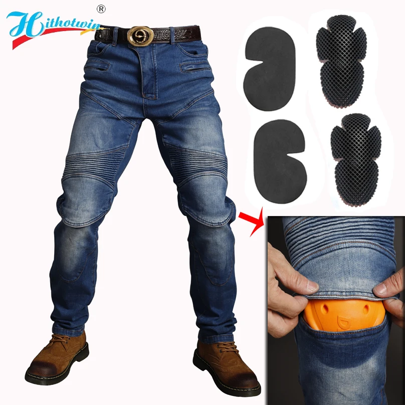 Le pants men moto jeans protective gear riding touring motorbike trousers 718 motocross thumb200