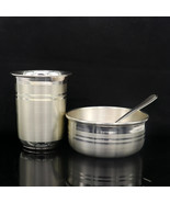 999 fine silver water milk glass and bowl, silver tumbler silver spoon s... - $423.30 CAD