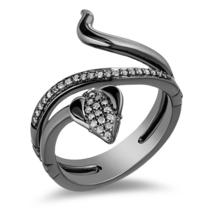 Enchanted Disney Villains Jafar Ring, 1/6 TCW Diamond Snake Bypass Ring Silver - £94.42 GBP