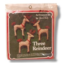 Vintage Christmas Ornament Kit Yours Truly Three Reindeer Sewing Needlecraft NEW - £9.73 GBP