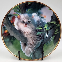 Out on a Limb Collector Cat Plate by Nancy Matthews 1992 Franklin Mint Gold Trim - £12.58 GBP