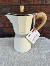 White Gnali &amp; Zani Moka Pot 9 Cup Italian Espresso Coffee Maker Wood Handle - $45.60