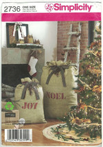 Simplicity 2736 Pattern Rustic Christmas Tree Skirt, Stuffed Owls, Stocking Uncu - $9.99