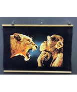Stunning Hand-Painted Black Velvet Artwork , Tiger against monkey  Illus... - $99.00
