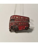 Victoria BC Canada Souvenir Double Decker Red Bus Silvertone Metal Pin P... - $14.73