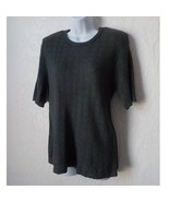 Vintage Edgardi Gray Cable Knit Blouse Women size M/L Short Sleeves 100%... - £10.27 GBP