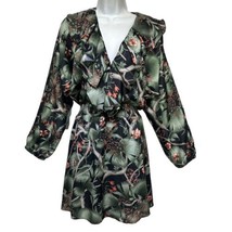 H&amp;M × Johanna Ortiz Green Floral Print Long Sleeve Mini dress Size XS - £35.19 GBP