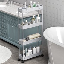 Spacelead Slim Storage Cart 4 Tier,Bathroom Storage Organizer Rolling Ut... - $711.72 MXN