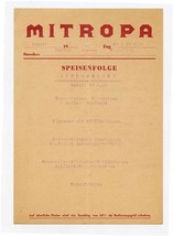 Mitropa Railroad Mittagessen Menu Berlin to Frankfurt Germany 1936 - $196.02