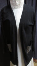&quot;&quot; LONG BLACK, LIGHT WEIGHT SWEATER WITH LARGE RHINESTONE COVERED POCKET... - $12.89