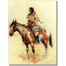 Frederic Remington Native Americans Painting Ceramic Tile Mural BTZ07309
