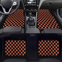 4PCS UNIVERSAL CHECKERED Brown Racing Fabric Car Floor Mats Interior Car... - £43.15 GBP