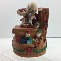Vintage Santas Workshop Santa Claus Is Coming To Town Spinning Music Box Wind Up - £63.94 GBP
