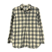 Madewell Womens Gray Cream Check Long Sleeev 1/2 Button Shirt Top Size XS - $14.84