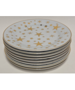 8 Vintage 1997 Sakura Holiday Classic Gold Stars 7 1/2&quot; Dessert/Pie Plates - $49.49