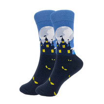 Haunted House by the Moon Purple Socks (Adult Large) - £7.59 GBP