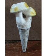 Ceramic Mushrooms Plant Water Spike Feeder Aid Vintage Glazed Yellow - $23.20