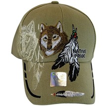 Native Pride Wolf &amp; Feather Cap w/ Shadow Men&#39;s Adjustable Baseball Cap (Khaki) - $14.95