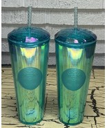 2 Starbucks Turquoise Blue Kaleidoscope Tumbler Cold Cup Iridescent 24oz - €21,54 EUR