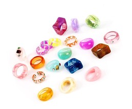 20 Pcs Resin Rings Acrylic Cute Trendy Rings Rings - $44.18