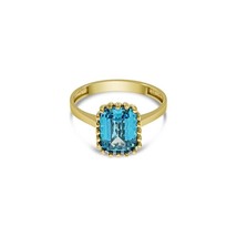 Real 14k Gold Blue Birthstone Ring December Women Size 6.75 - £233.45 GBP