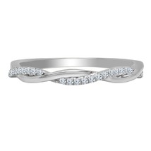 0.20ct Taglio Rotondo Accatastabile Diamante Matrimonio Infinito Band 14K Bianco - £182.75 GBP