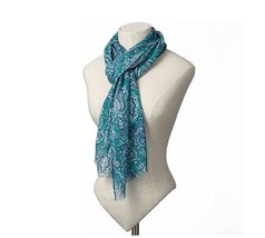 Global and Vine Scarf Blue Paisley 20.8 by 68 inches NWT - £6.85 GBP