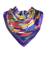 Anyyou Scarf for Women Cute Purple Printed Polyester Square Silk 90*90cm - $24.48 CAD