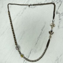 Ann Taylor Loft Rhinestone Silver and Gold Tone Long Chain Link Necklace - £5.42 GBP