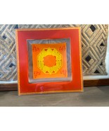 ROSENTHAL GLASS DISH CHINESE YUN CLOUDS &amp; LONGEVITY SYMBOL ORANGE YELLOW - $198.00