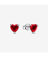 Red Heart Stud Earrings,Fits Pandora charms - $30.07 CAD
