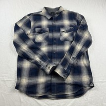 Vans Button Up Shirt Mens Medium Blue Plaid Long Sleeve Pockets Skate Grunge - $19.59