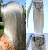 18inches 100% Human Hair, Wrap Around Ponytail Hair Extensions #Light Ash Blonde - £87.04 GBP