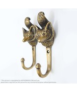 Set of 2 Vintage Solid Brass Fox Head Wall Mount Coat Hat Hooks - $47.86 CAD