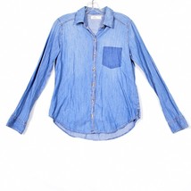 Hollister California Women&#39;s Blue Denim Long Sleeve Button Up Blouse Size Small - £13.46 GBP