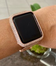 Series 1,2,3 Bling Apple Watch Bezel Face Case Cover Rose Gold Zirconia ... - $70.97