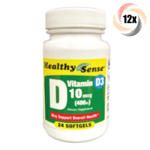 12x Bottles Healthy Sense Vitamin D3 Dietary Supplement Softgels | 24 Per Bottle - £18.86 GBP