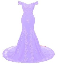 Off Shoulder Mermaid Long Lace Beaded Prom Dress Corset Evening Gowns Lavender U - £105.91 GBP