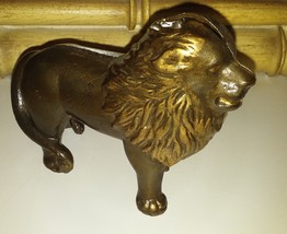 Vintage 2-Piece Cast Iron Metal Animal Lion Coin/Penny Bank Carnival Piggy Small - £31.45 GBP