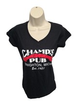 Champs Pub Brighton Michigan est 1981 Womens Small Black TShirt - £11.68 GBP