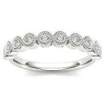 Solid 10K White Gold 0.12 Ct Brillant Diamond Wedding Band - £215.81 GBP